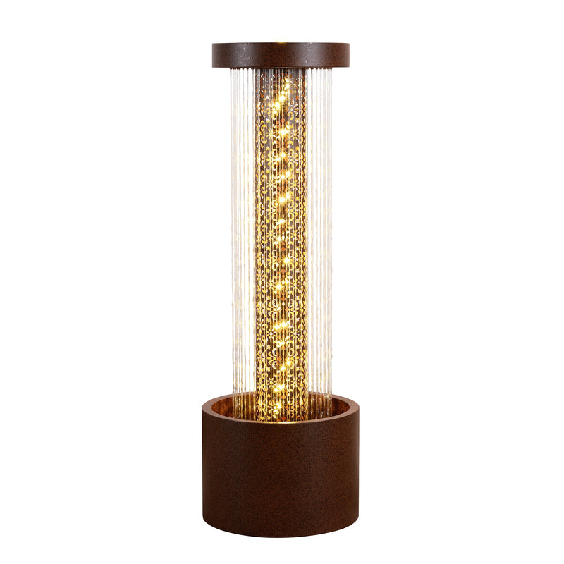 79533-F - Metal Cascading Rain Water Fountain with Warm White LED Lights - Outdoor Hi-Line Gift Ltd.