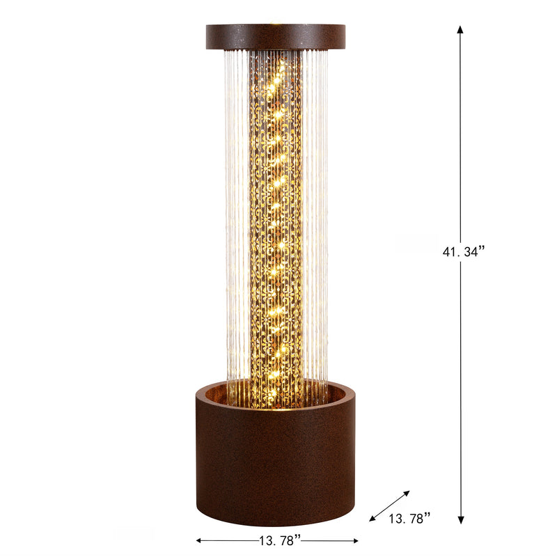79533-F - Metal Cascading Rain Water Fountain with Warm White LED Lights - Outdoor Hi-Line Gift Ltd.