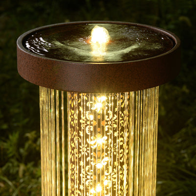79533-F - Metal Cascading Rain Water Fountain with Warm White LED Lights - Outdoor Hi-Line Gift Ltd.