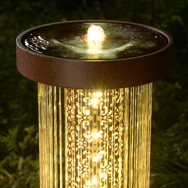 79533-F - Metal Cascading Rain Water Fountain with Warm White LED Lights - Outdoor Hi-Line Gift Ltd.