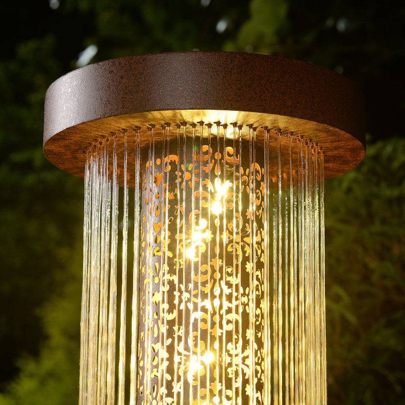 79533-F - Metal Cascading Rain Water Fountain with Warm White LED Lights - Outdoor Hi-Line Gift Ltd.