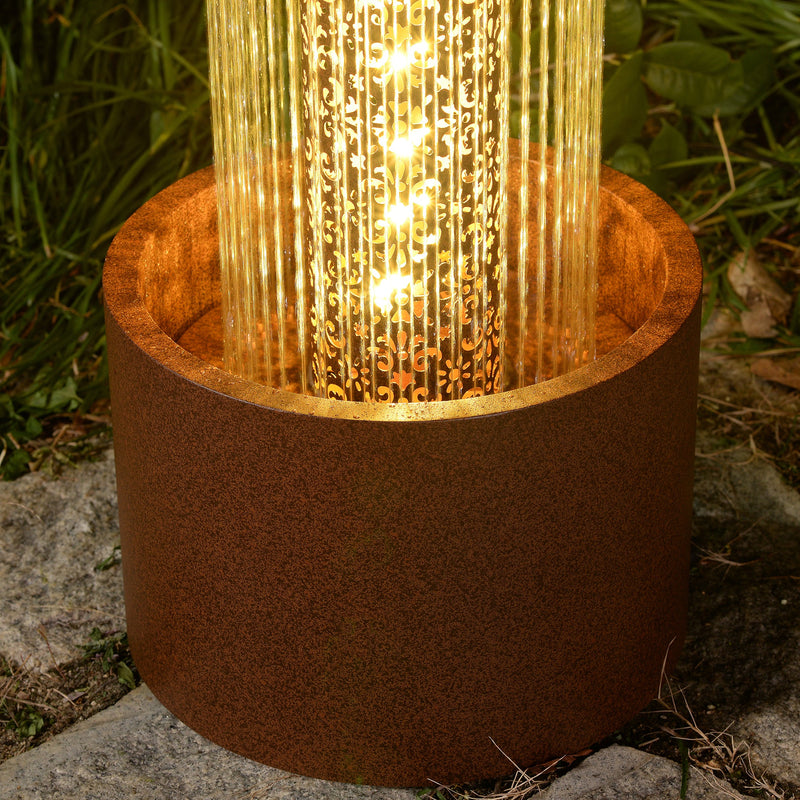 79533-F - Metal Cascading Rain Water Fountain with Warm White LED Lights - Outdoor Hi-Line Gift Ltd.