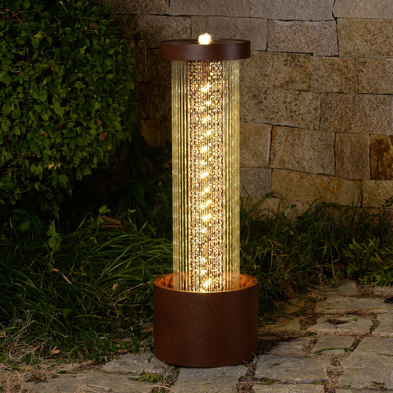 79533-F - Metal Cascading Rain Water Fountain with Warm White LED Lights - Outdoor Hi-Line Gift Ltd.