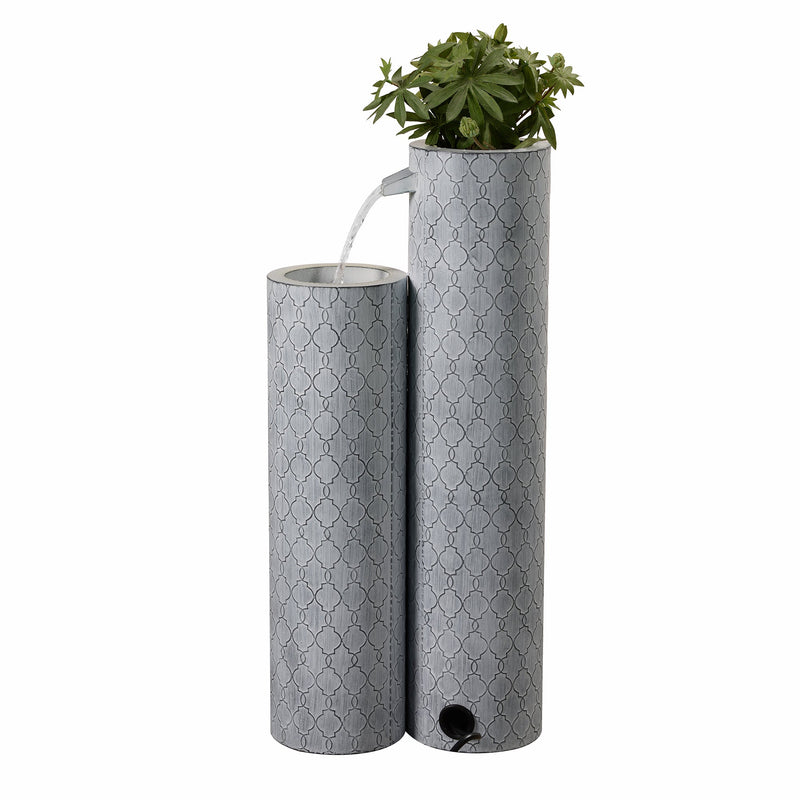 79533-G - Round 3 Tier Metal Fountain with Planter and LED Lights - Outdoor Hi-Line Gift Ltd.
