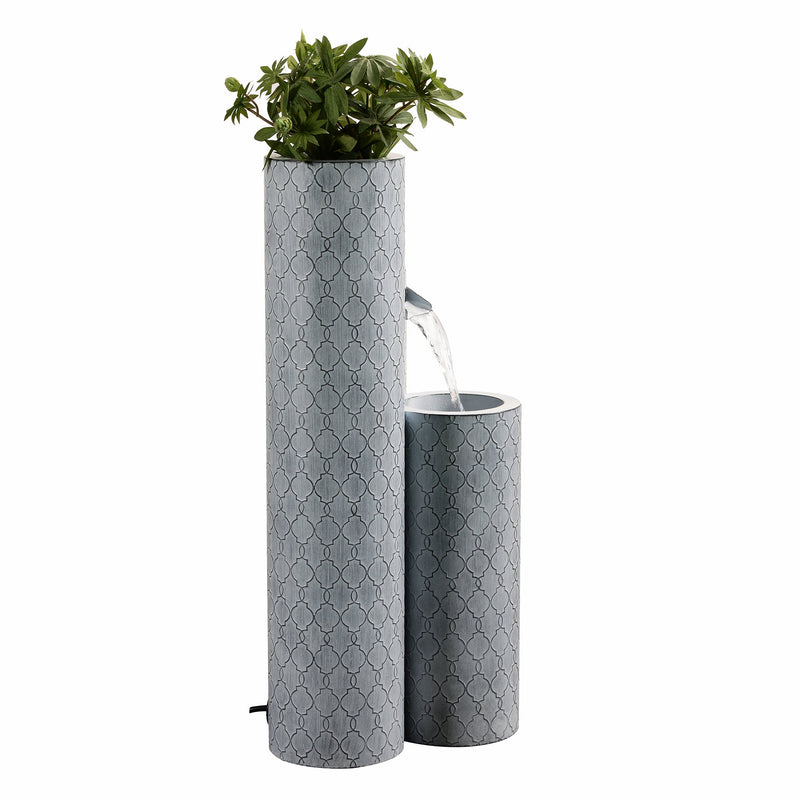 79533-G - Round 3 Tier Metal Fountain with Planter and LED Lights - Outdoor Hi-Line Gift Ltd.