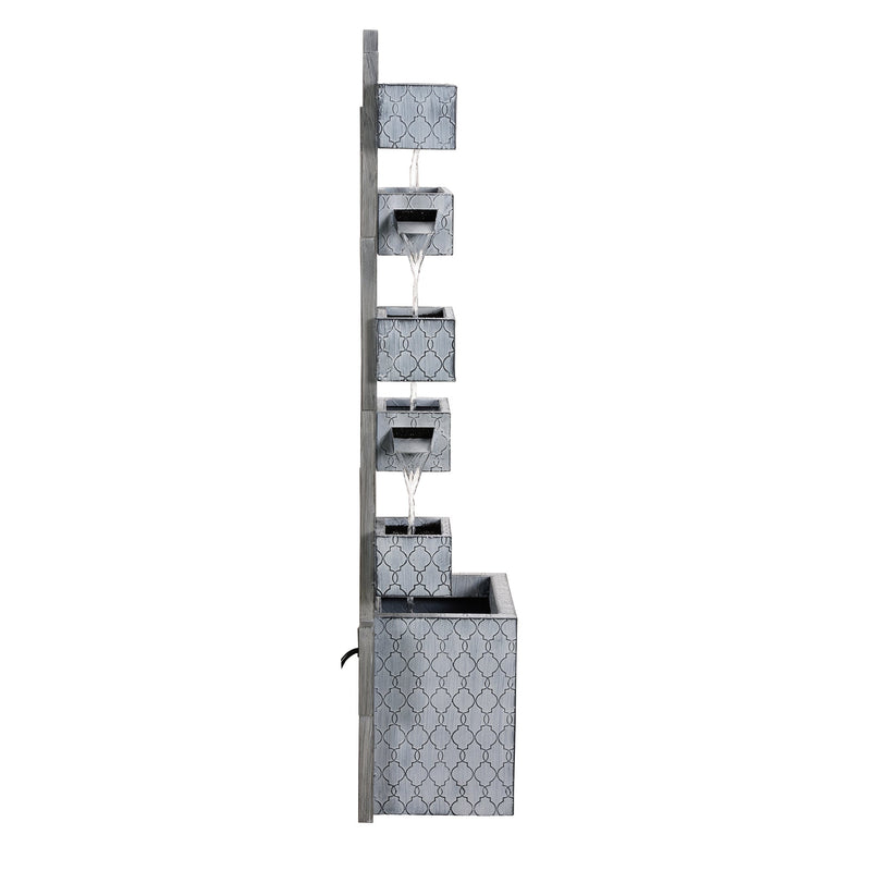 79533-I - Six-Box Metal Water Fountain with LED Lights and Planter Hi-Line Gift Ltd.