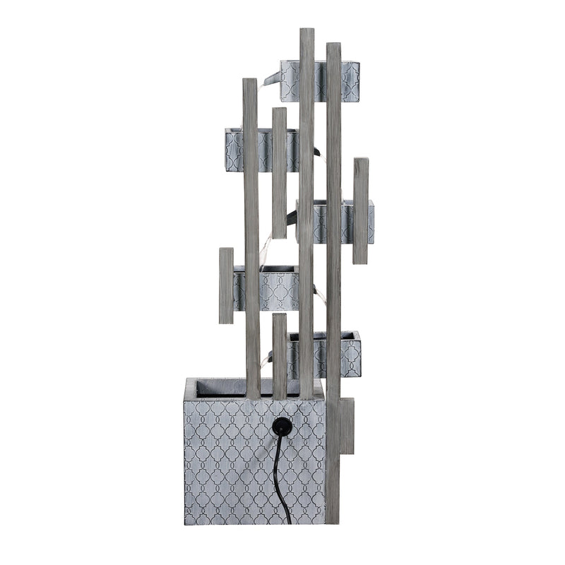 79533-I - Six-Box Metal Water Fountain with LED Lights and Planter Hi-Line Gift Ltd.