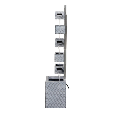 79533-I - Six-Box Metal Water Fountain with LED Lights and Planter Hi-Line Gift Ltd.