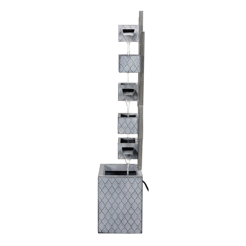 79533-I - Six-Box Metal Water Fountain with LED Lights and Planter Hi-Line Gift Ltd.
