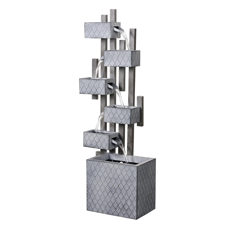 79533-I - Six-Box Metal Water Fountain with LED Lights and Planter Hi-Line Gift Ltd.