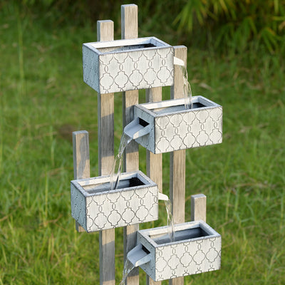 79533-I - Six-Box Metal Water Fountain with LED Lights and Planter Hi-Line Gift Ltd.