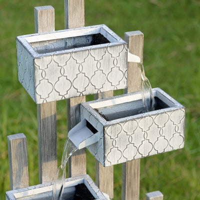 79533-I - Six-Box Metal Water Fountain with LED Lights and Planter Hi-Line Gift Ltd.