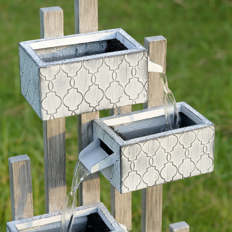 79533-I - Six-Box Metal Water Fountain with LED Lights and Planter Hi-Line Gift Ltd.