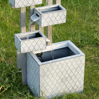 79533-I - Six-Box Metal Water Fountain with LED Lights and Planter Hi-Line Gift Ltd.
