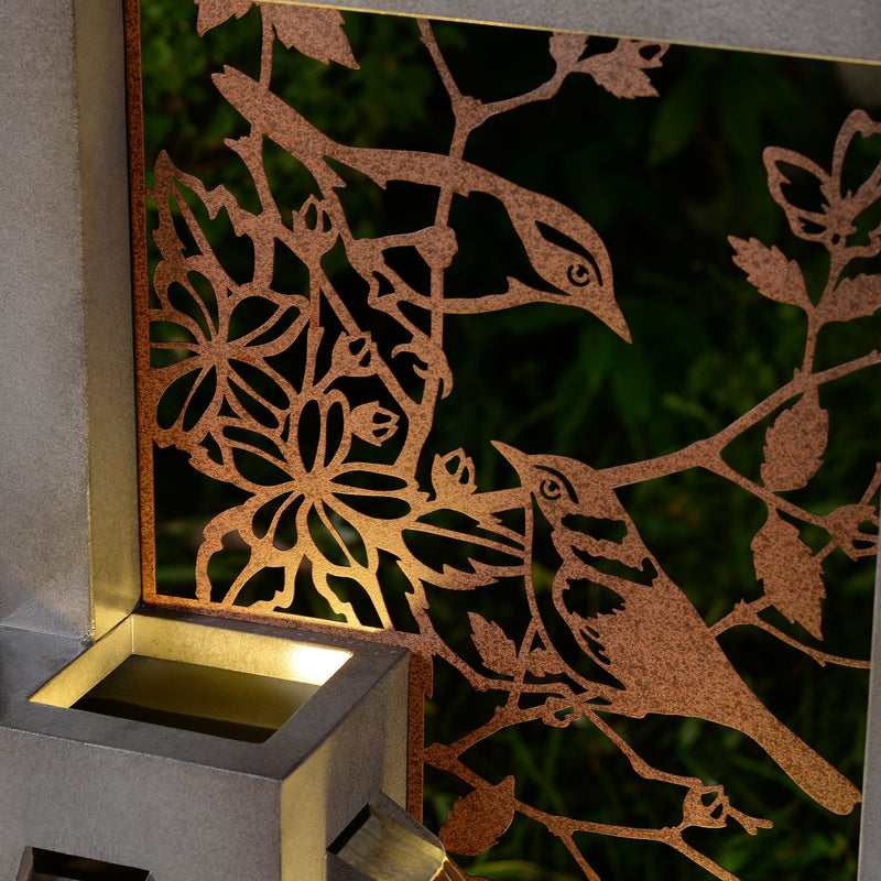 79533-J - Metal Water Fountain with Bird Design and LED Lights - Outdoor Hi-Line Gift Ltd.