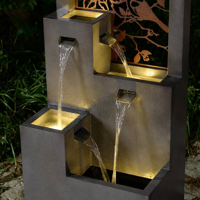 79533-J - Metal Water Fountain with Bird Design and LED Lights - Outdoor Hi-Line Gift Ltd.