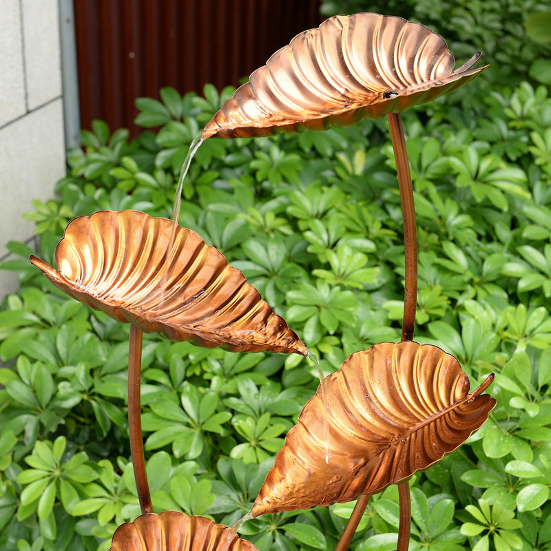 79533-M-BR - Zinc Metal Flower Fountain with Pump Hi-Line Gift Ltd.