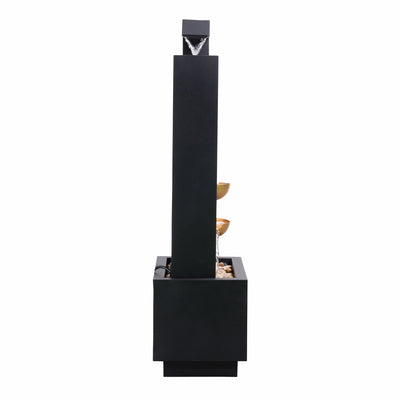 79533-N-BK - Steel Cups Water Fountain in Matte Black & Gold - Outdoor Hi-Line Gift Ltd.