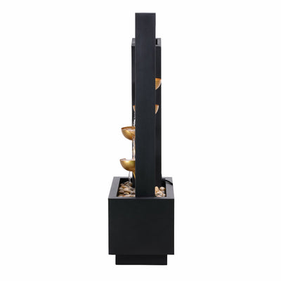 79533-N-BK - Steel Cups Water Fountain in Matte Black & Gold - Outdoor Hi-Line Gift Ltd.