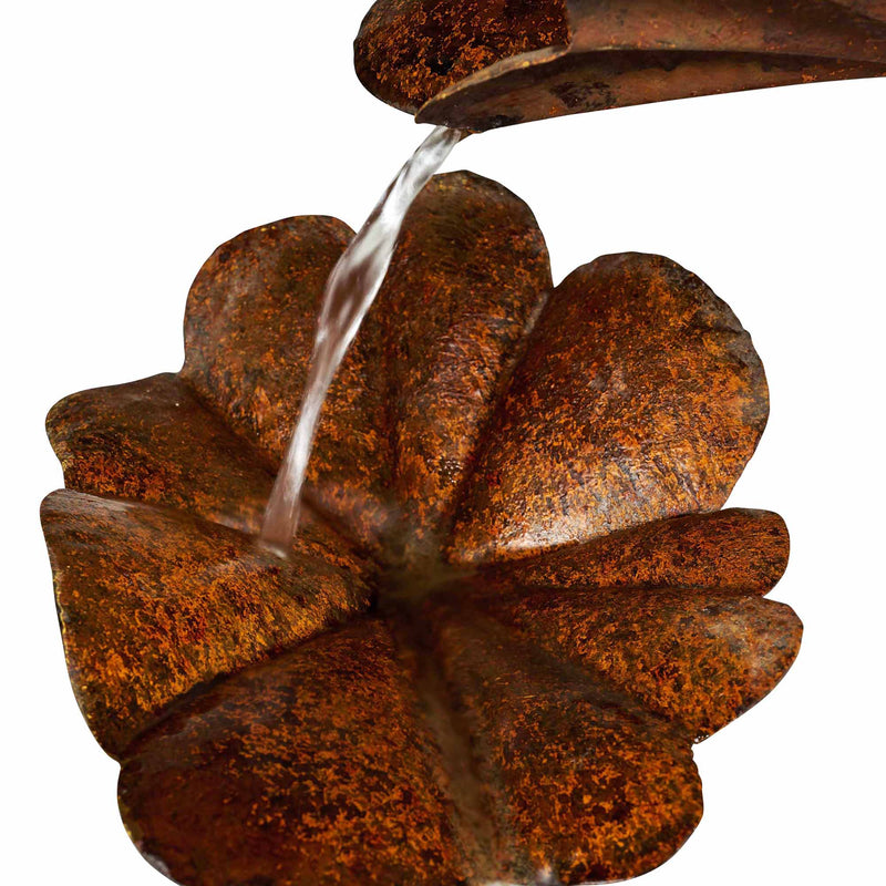 Metal Crane W/Leaves In Pail Fountain HI-LINE GIFT LTD.