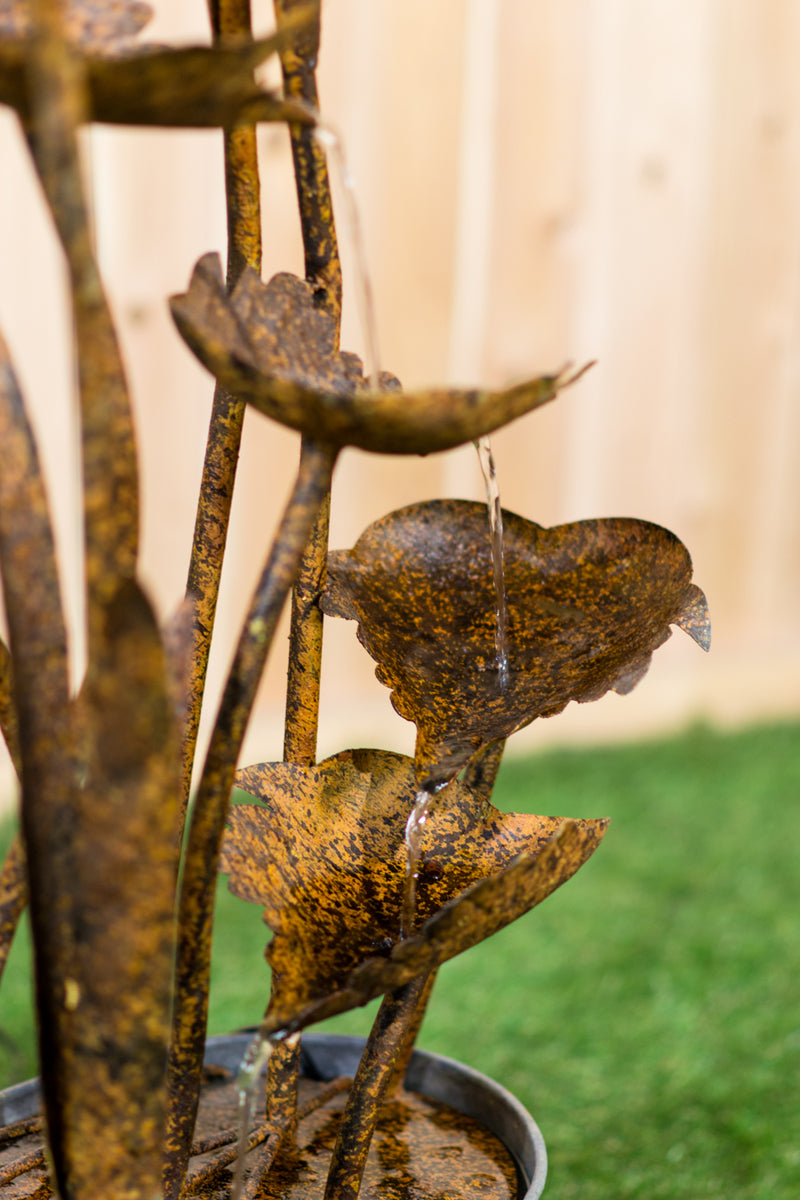 Metal Fountain- Flamingo With Leaves in Pail HI-LINE GIFT LTD.
