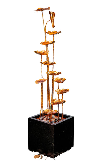 Fountain-Zinc Metal Golden Lotus Fountain HI-LINE GIFT LTD.