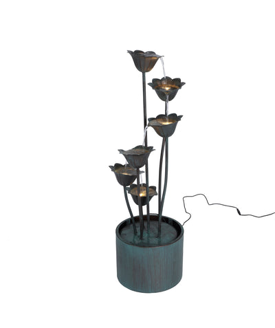 Metal Lily Flower Pouring Into Bucket Fountain HI-LINE GIFT LTD.