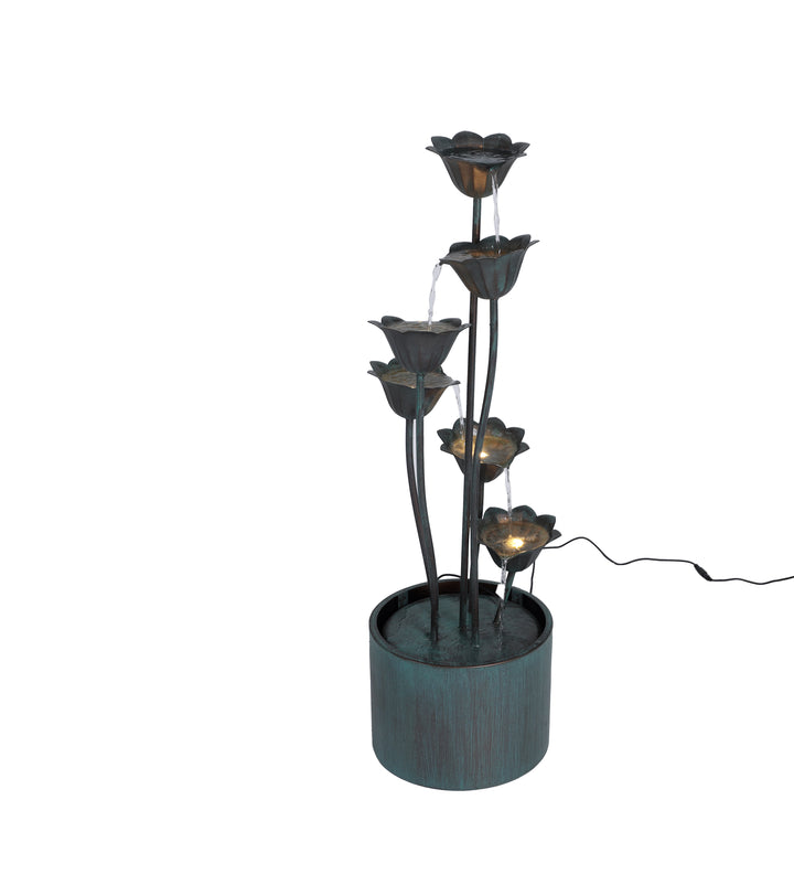 Metal Lily Flower Pouring Into Bucket Fountain HI-LINE GIFT LTD.