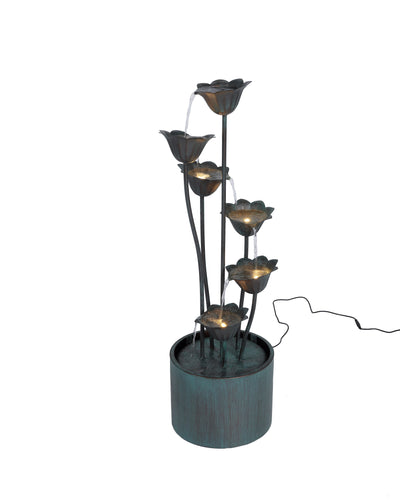 Metal Lily Flower Pouring Into Bucket Fountain HI-LINE GIFT LTD.