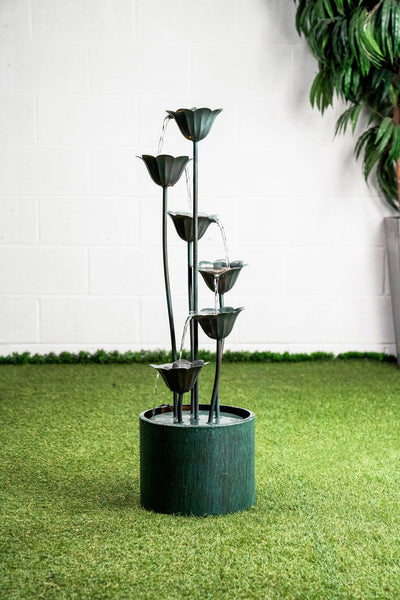Metal Lily Flower Pouring Into Bucket Fountain HI-LINE GIFT LTD.