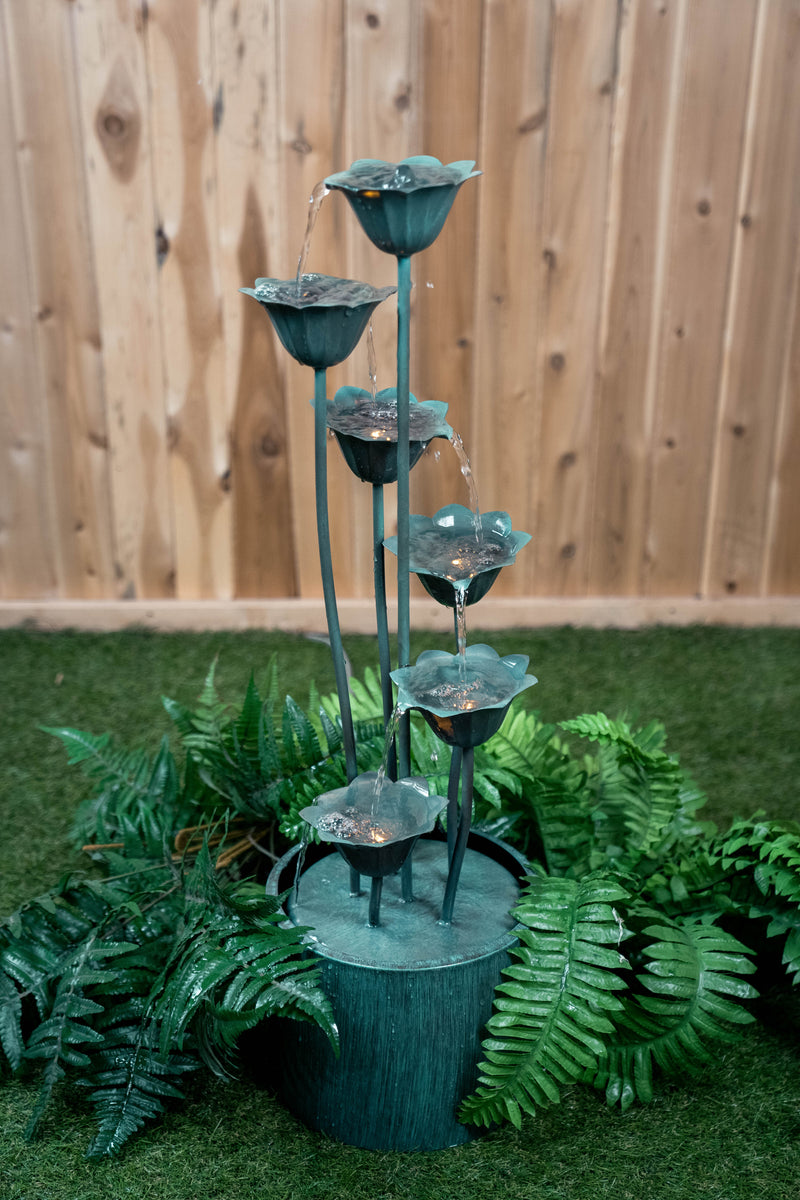 Metal Lily Flower Pouring Into Bucket Fountain HI-LINE GIFT LTD.