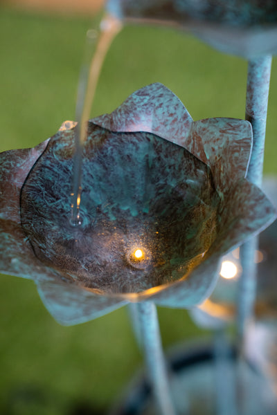 Metal Lily Flower Pouring Into Bucket Fountain HI-LINE GIFT LTD.