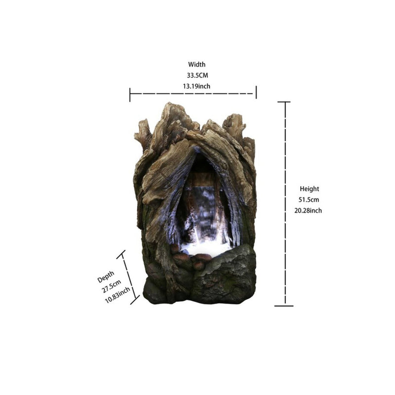 79553-E - Treetrunk Waterfall Fountain with LED Hi-Line Gift Ltd.