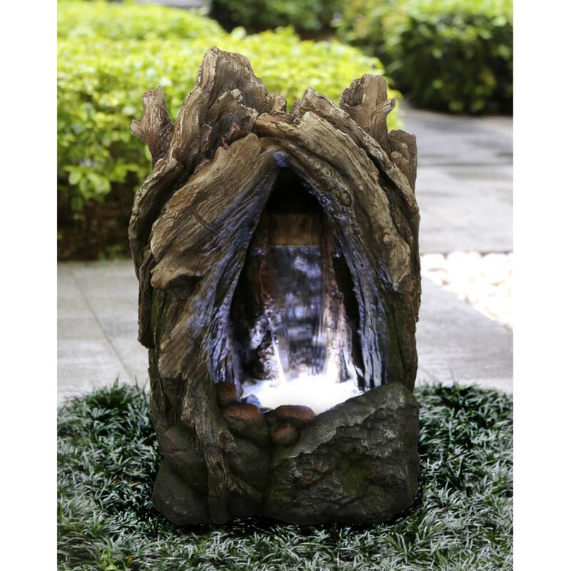 79553-E - Treetrunk Waterfall Fountain with LED Hi-Line Gift Ltd.