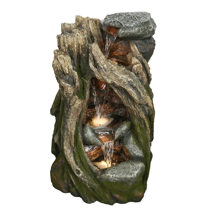 Treetrunk Waterfall Fountain With 3 Ww Leds HI-LINE GIFT LTD.