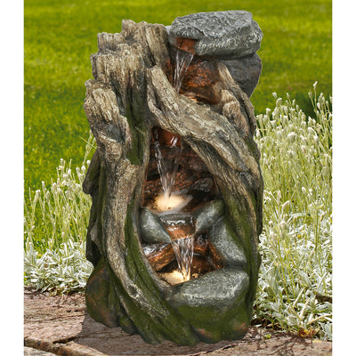Treetrunk Waterfall Fountain With 3 Ww Leds HI-LINE GIFT LTD.