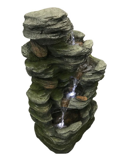 Multilevel Stone Fountain With White Led Lights HI-LINE GIFT LTD.