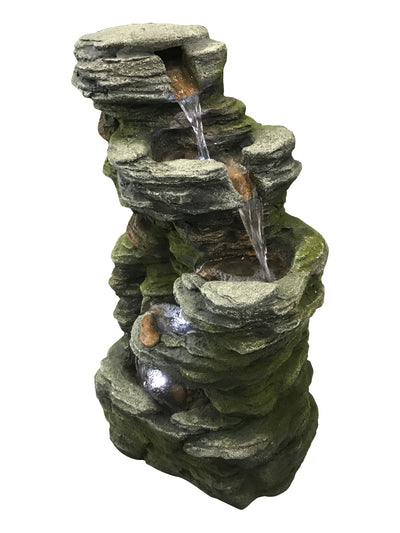 Multilevel Stone Fountain With White Led Lights HI-LINE GIFT LTD.