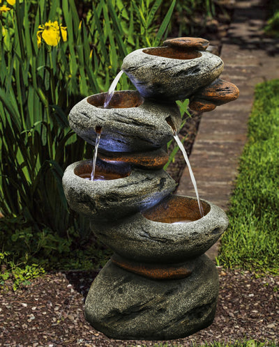 LED Four Tier Stone Fountain HI-LINE GIFT LTD.