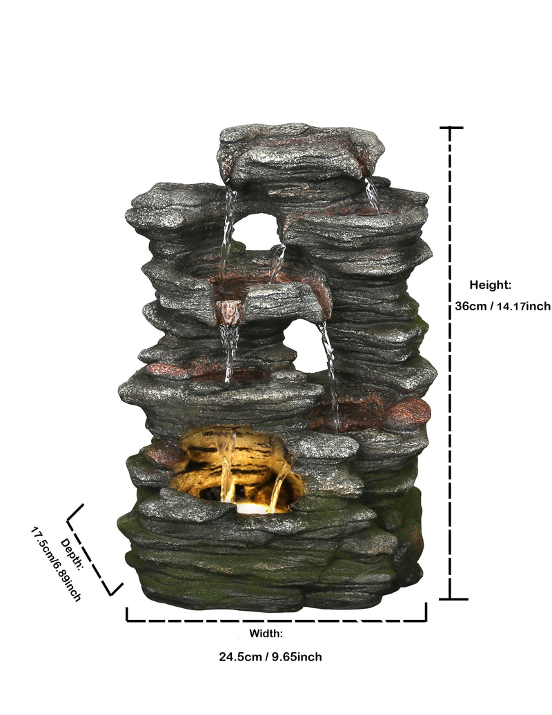 Multi-Level Stone Fountain With Lights HI-LINE GIFT LTD.