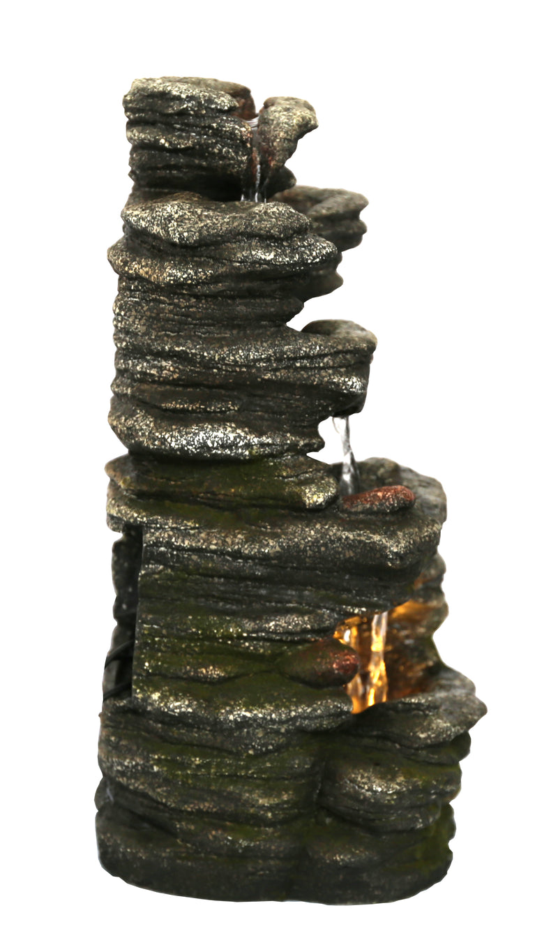 Multi-Level Stone Fountain With Lights HI-LINE GIFT LTD.