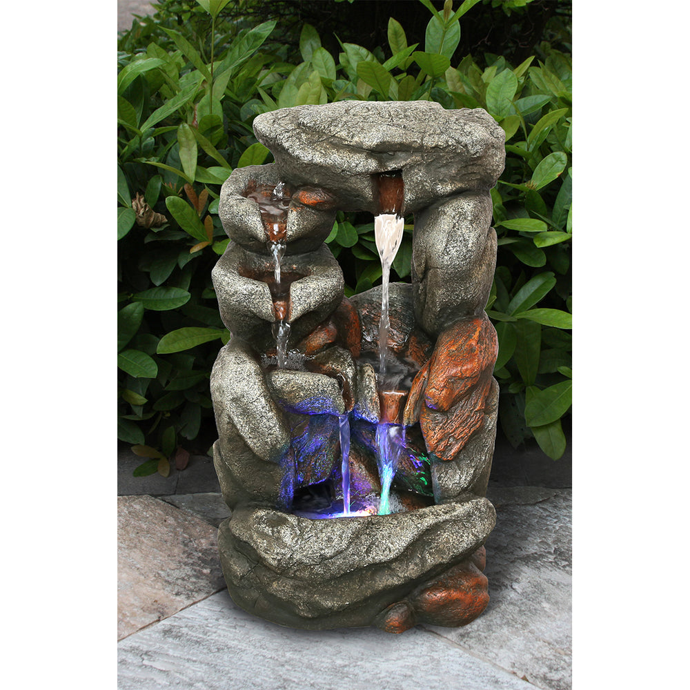 Stone Waterfall Fountain With 4 Rgb Leds HI-LINE GIFT LTD.