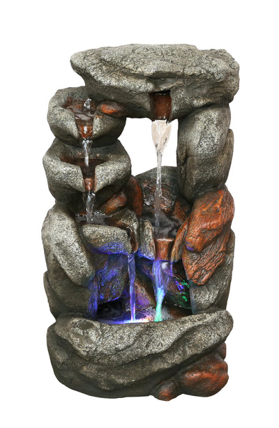 Stone Waterfall Fountain With 4 Rgb Leds HI-LINE GIFT LTD.