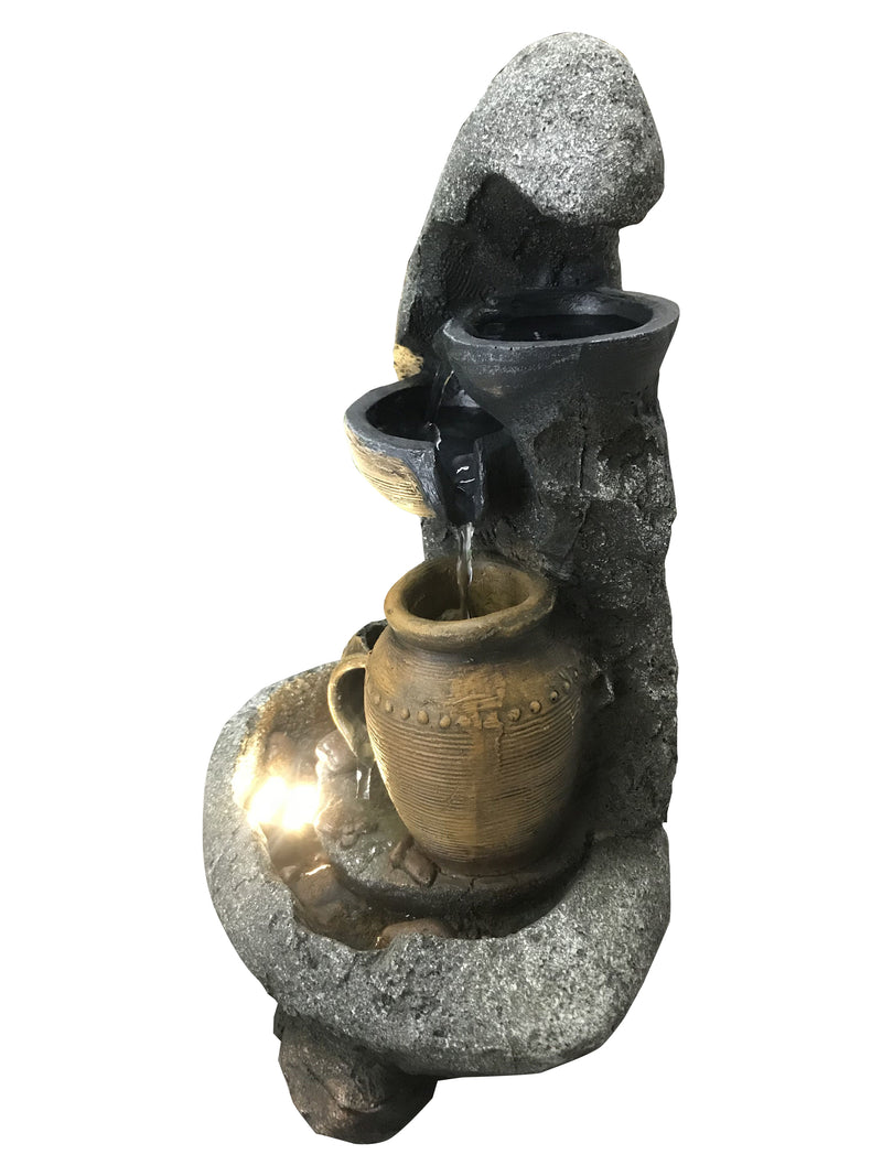 Cascading Bowls & Jugs Tabletop Fountain With  Warm White Led Lights Hi-Line Gift Ltd.