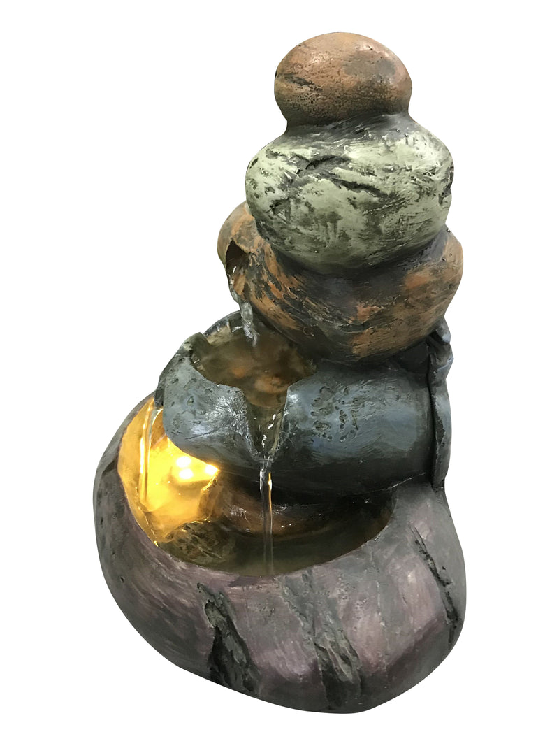Multicolour Stone Tabletop Fountain With  Warm White Led Lights Hi-Line Gift Ltd.