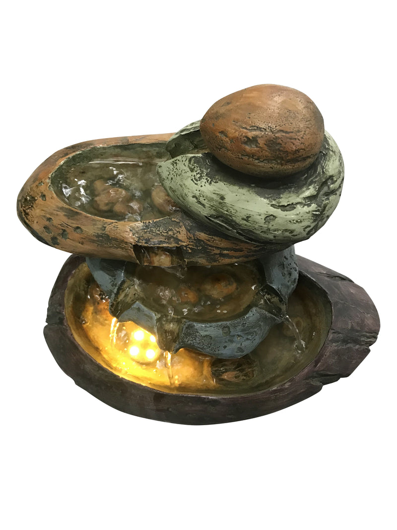 Multicolour Stone Tabletop Fountain With  Warm White Led Lights Hi-Line Gift Ltd.