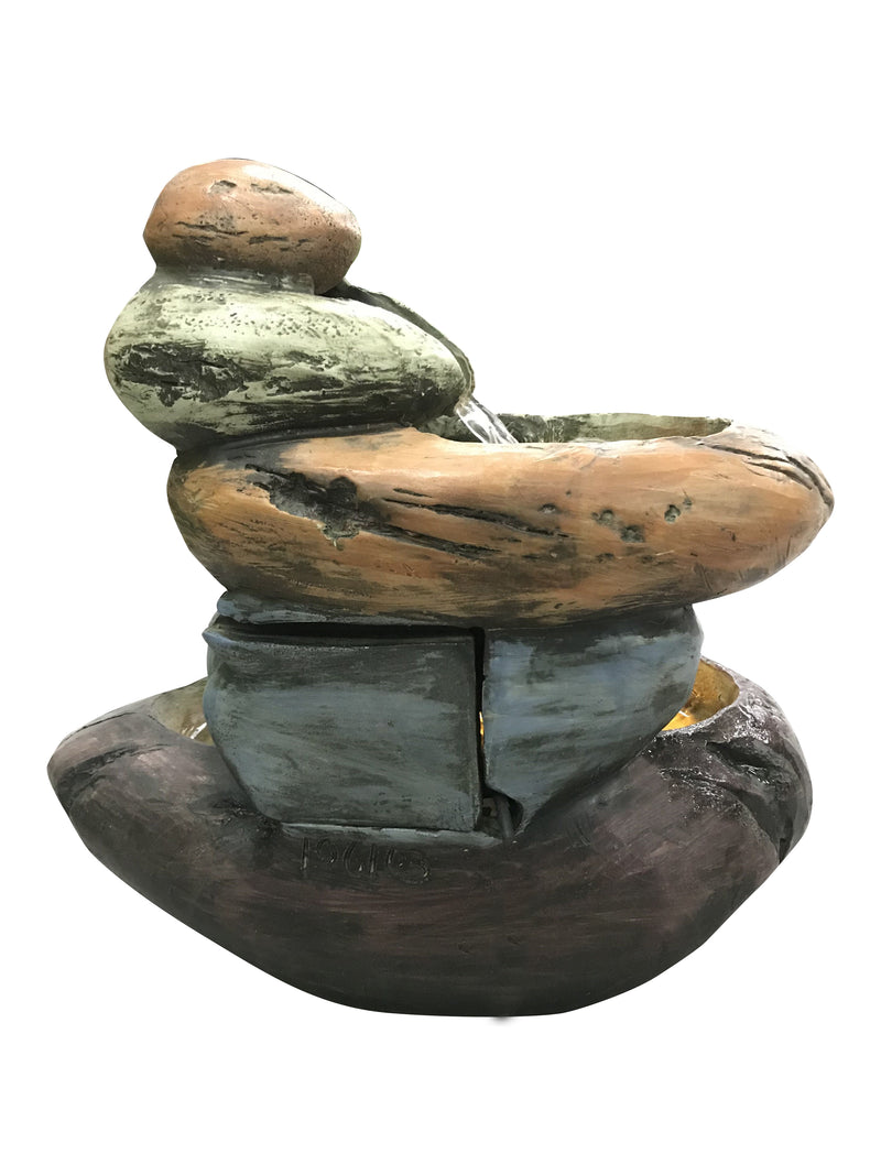 Multicolour Stone Tabletop Fountain With  Warm White Led Lights Hi-Line Gift Ltd.