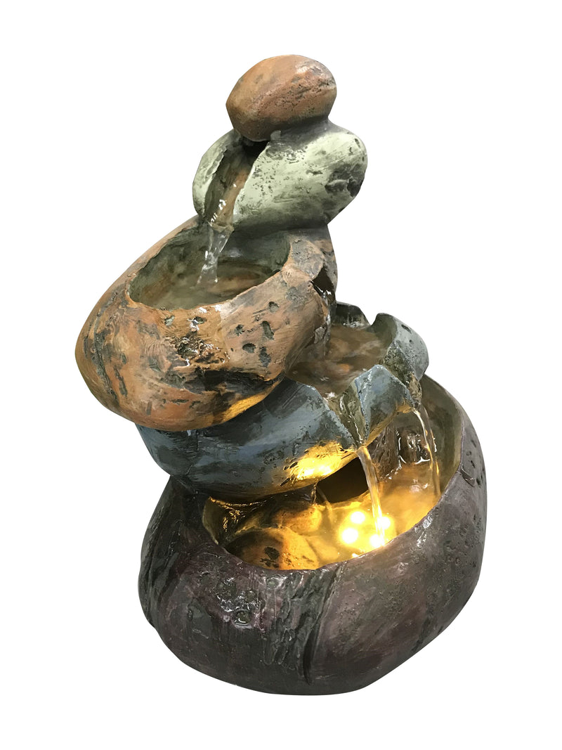 Multicolour Stone Tabletop Fountain With  Warm White Led Lights Hi-Line Gift Ltd.