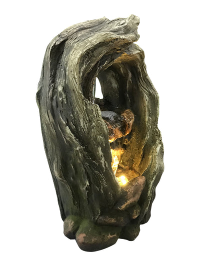 Treetrunk Tabletop Fountain With  Warm White Led Lights Hi-Line Gift Ltd.