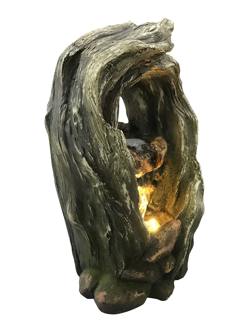Treetrunk Tabletop Fountain With  Warm White Led Lights Hi-Line Gift Ltd.